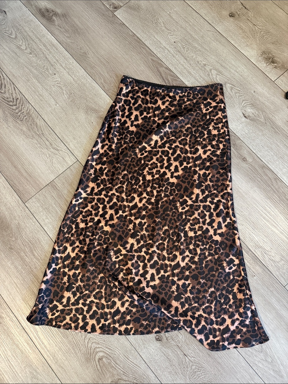 Lioness Leopard Print Satin Midi Skirt - Brown & Black